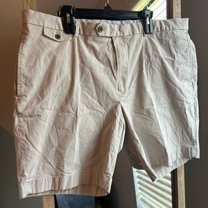 Brooks Brothers Bermuda Short W42 Beige Stretch Khakis Chinos Green Buttons